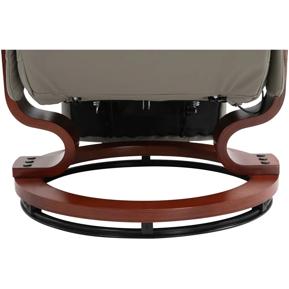 Manual Recliner Chair with Swivel Base - Grey, Faux Leather