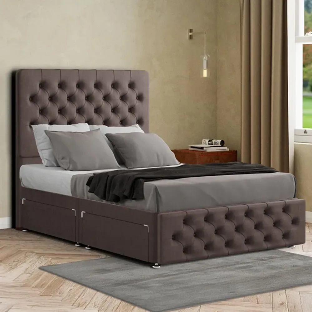 Mary Chesterfield King Size Divan Bed with 2 Drawers - Grey image