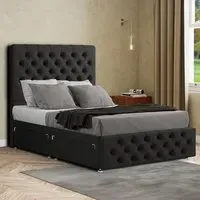 Mary Chesterfield King Size Divan Bed with Storage - Black