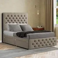 Mary Chesterfield King Size Divan Bed with Storage - Cream