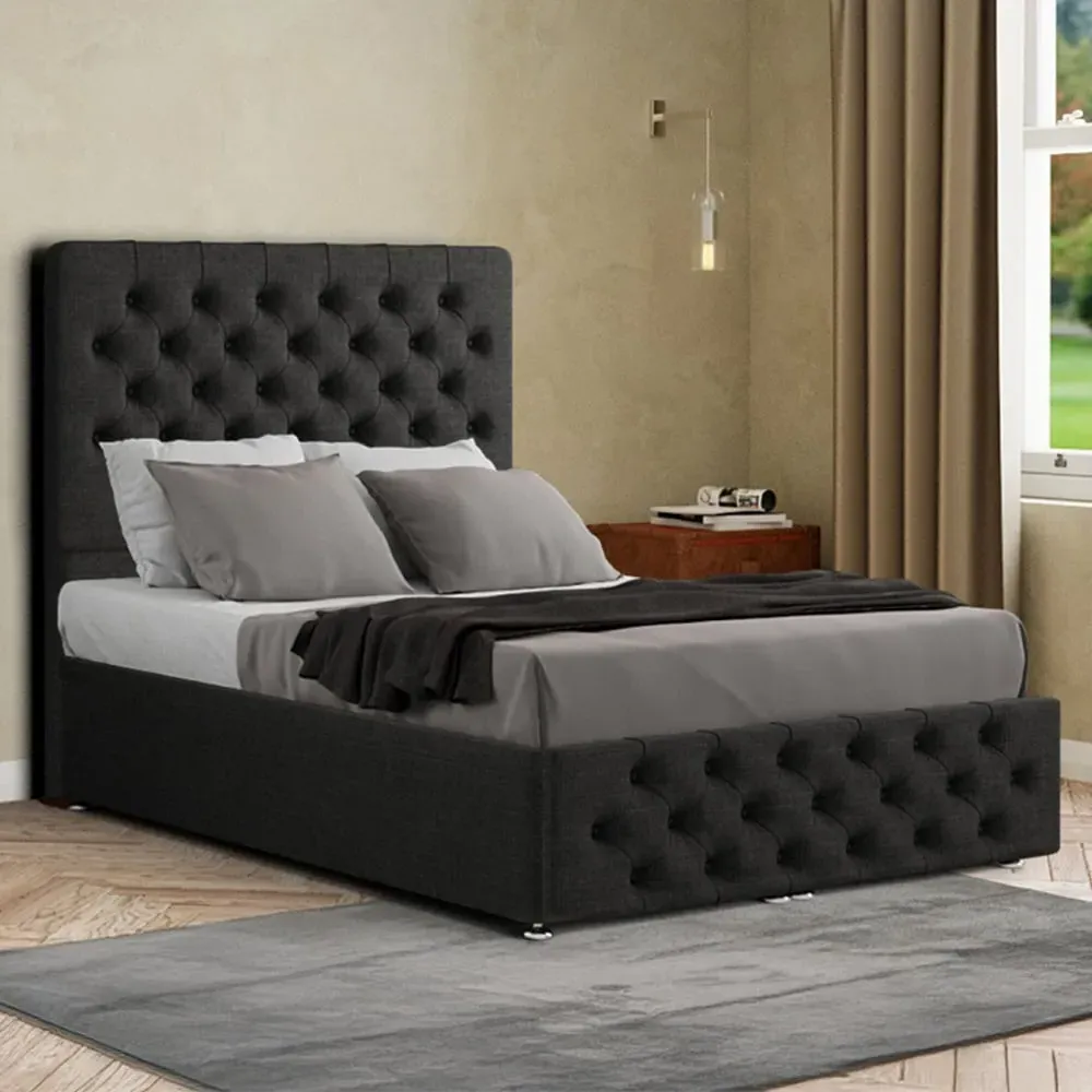 Mary Chesterfield Single Ottoman Bed with Storage - Black image
