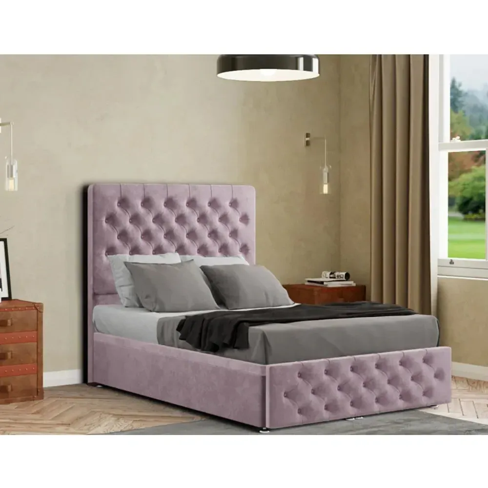 Mary Chesterfield Single Ottoman Bed with Storage - Pink