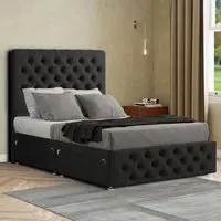 Mary Chesterfield Small Double Divan Bed with Storage - Black