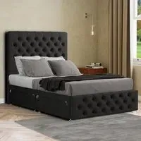 Mary Chesterfield Super King Divan Bed with 2 Drawers - Black