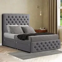 Mary Chesterfield Super King Divan Bed with 2 Drawers - Grey