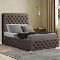 Mary Chesterfield Super King Divan Bed with 2 Drawers - Grey