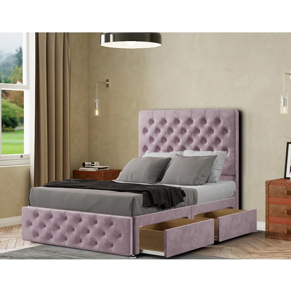 Mary Chesterfield Super King Divan Bed with 2 Drawers - Pink