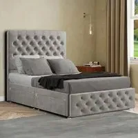 Mary Chesterfield Super King Divan Bed with 2 Drawers - Silver