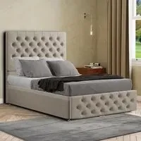 Mary Chesterfield Super King Size Ottoman Bed with Storage - Cream