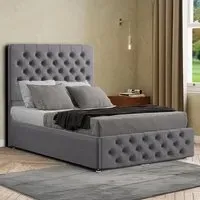 Mary Chesterfield Super King Size Ottoman Bed with Storage - Grey