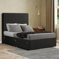Maryland Double Divan Bed with 2 Drawer and Headboard - Black, Linen