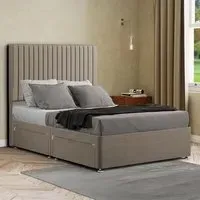 Maryland Double Divan Bed with 2 Drawer and Headboard - Cream, Linen