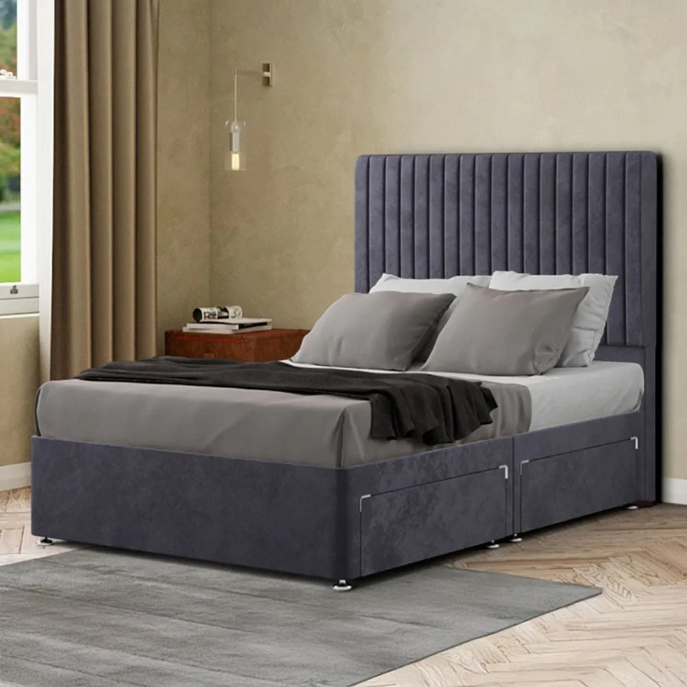 Maryland Double Divan Bed with 2 Drawer and Headboard - Silver