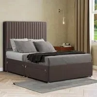 Maryland King Size Divan Bed with 2 Drawer and Headboard - Grey
