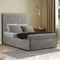 Maryland King Size Divan Bed with 2 Drawer and Headboard - Silver