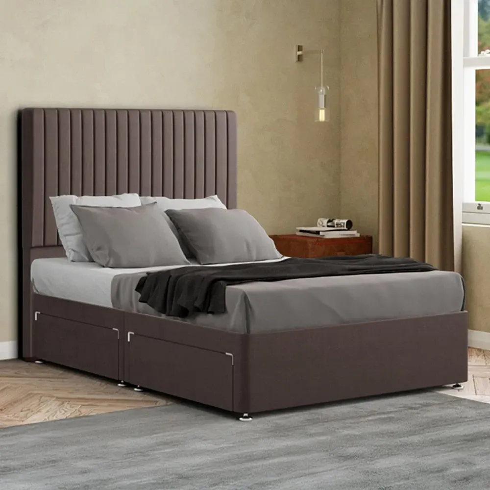 Maryland Single Divan Bed with 2 Drawer and Headboard - Grey, Malham Weave