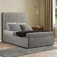 Maryland Single Divan Bed with 2 Drawer and Headboard - Silver