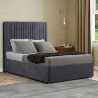 Maryland Single Divan Bed with 2 Drawer and Headboard - Steel