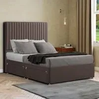 Maryland Small Double Divan Bed with 2 Drawer and Headboard - Grey, Malham Weave