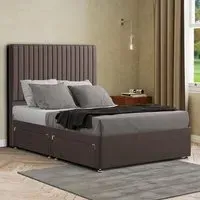 Maryland Super King Divan Bed with 2 Drawer and Headboard - Grey, Malham Weave