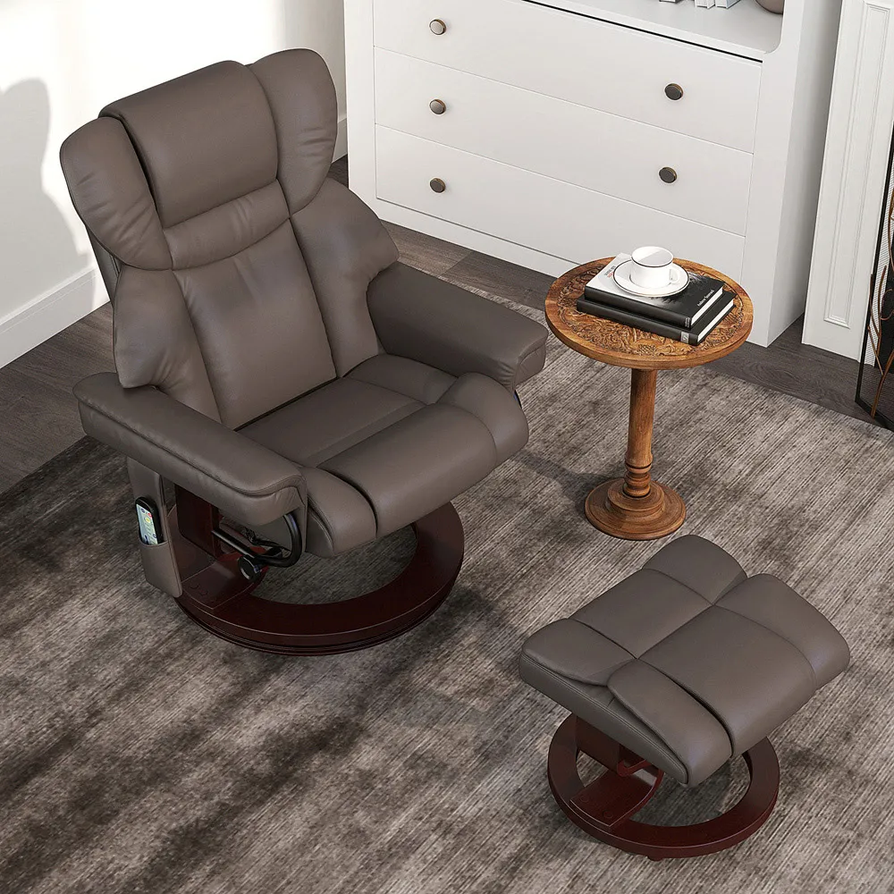 Massage Recliner Chair with Footstool - Brown