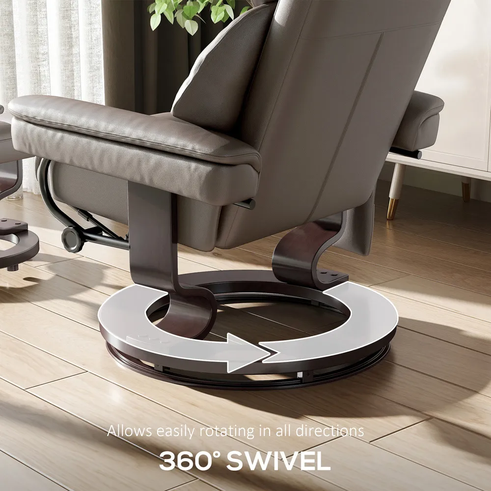 Massage Recliner Chair with Footstool - Brown