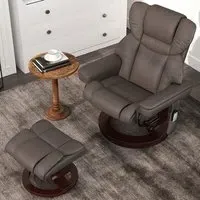 Massage Recliner Chair with Footstool - Brown