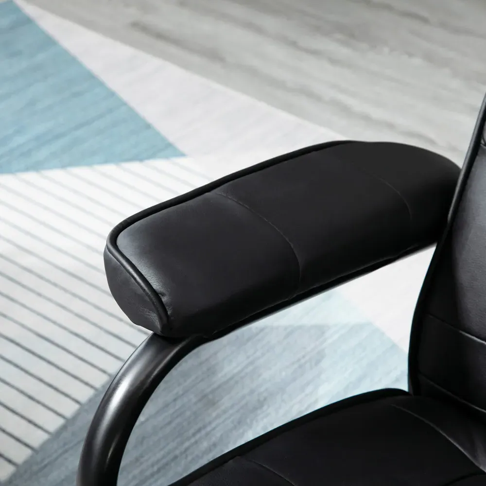 Massage Recliner Chair with Ottoman - Black, PU Leather