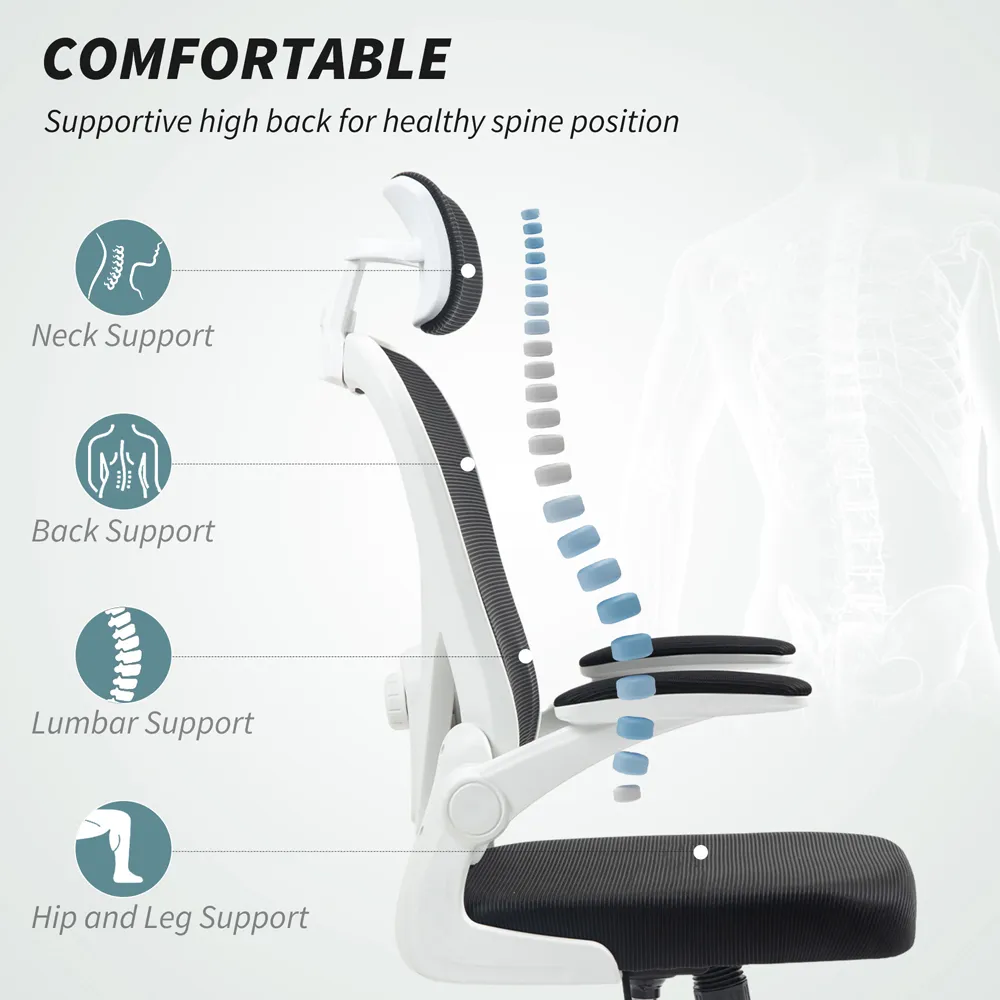 Mesh Ergonomic Office Chair with Headrest - Black