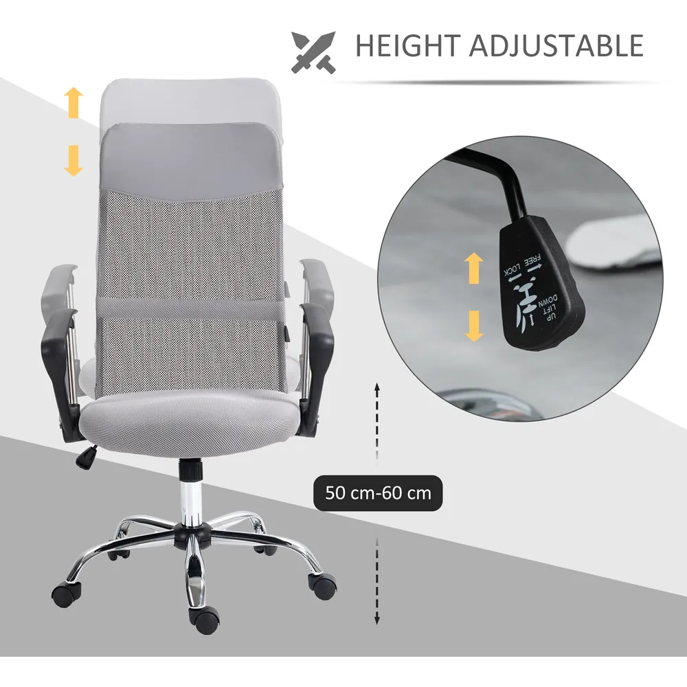 Mesh Office Chair with Adjustable Height - Light Grey