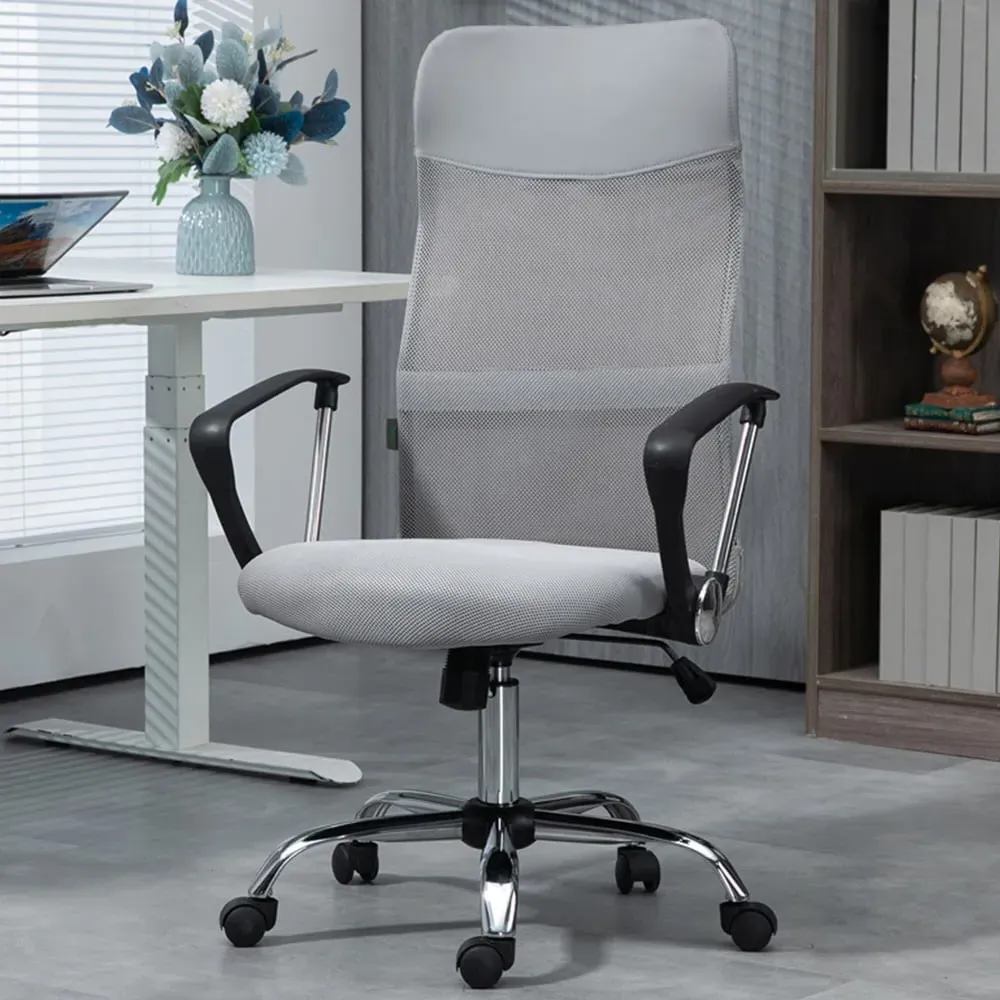 Mesh Office Chair with Adjustable Height - Light Grey