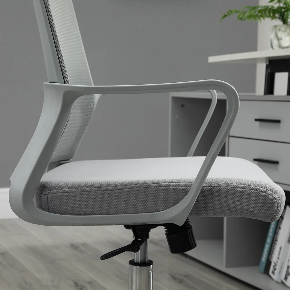 Mesh Office Chair with Armrests and Rocking - Grey