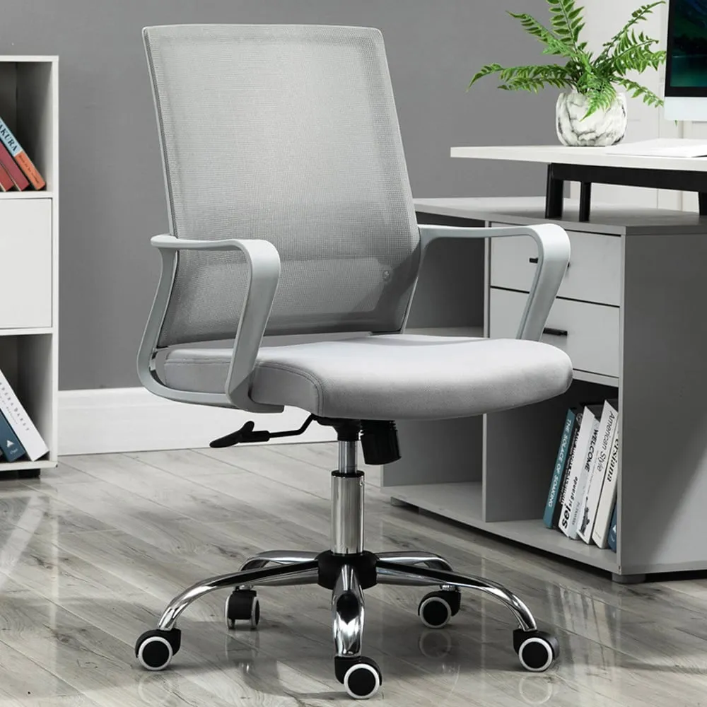 Mesh Office Chair with Armrests and Rocking - Grey