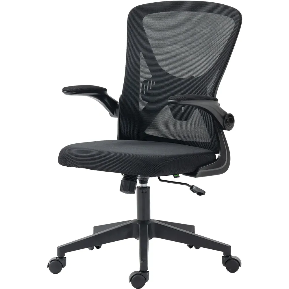 Mesh Office Chair with Flip Up Armrests - Black