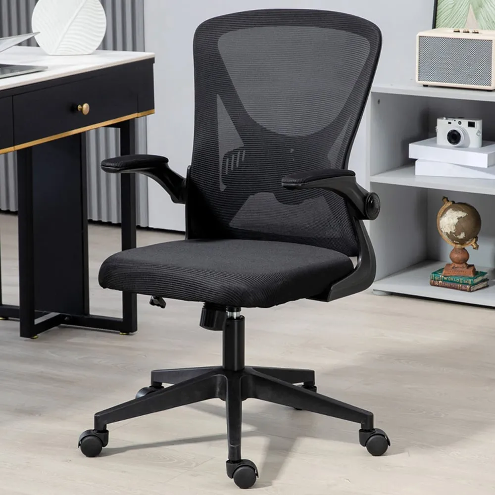 Mesh Office Chair with Flip Up Armrests - Black
