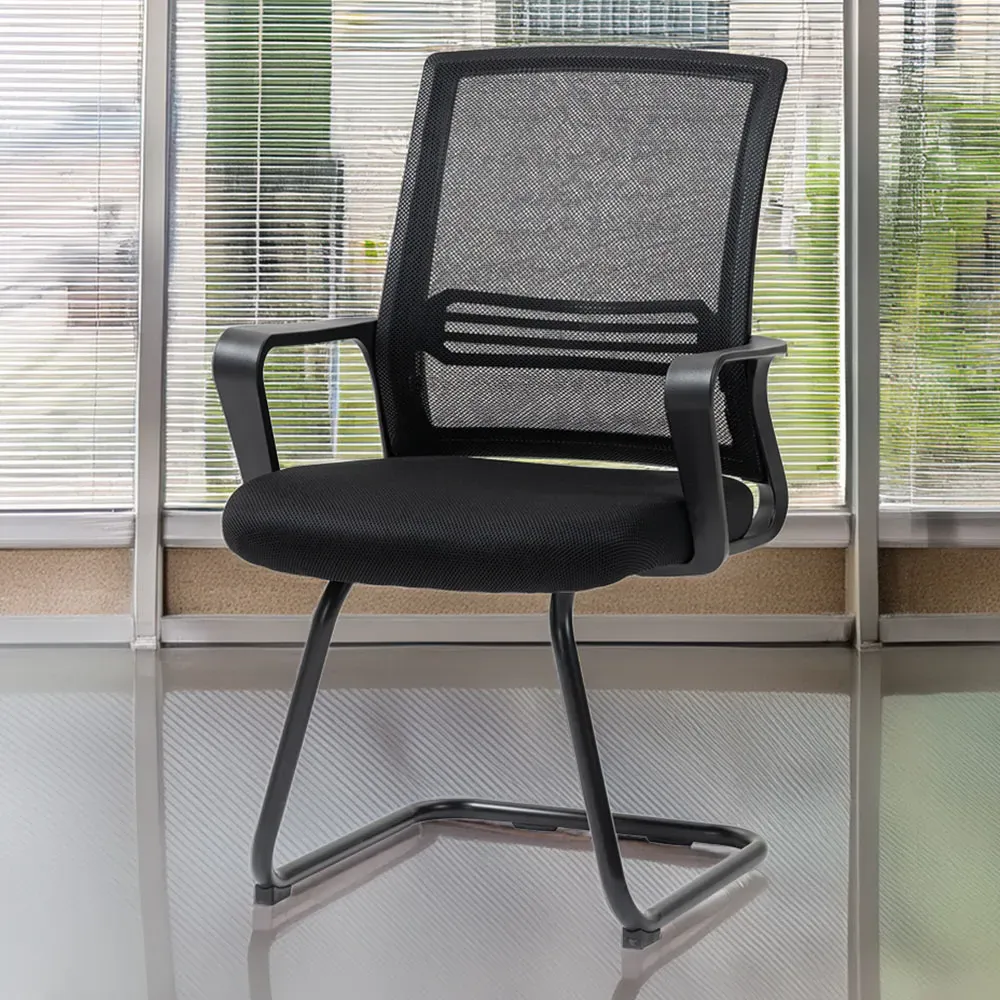 Mesh Office Chair with Sled Base - Black