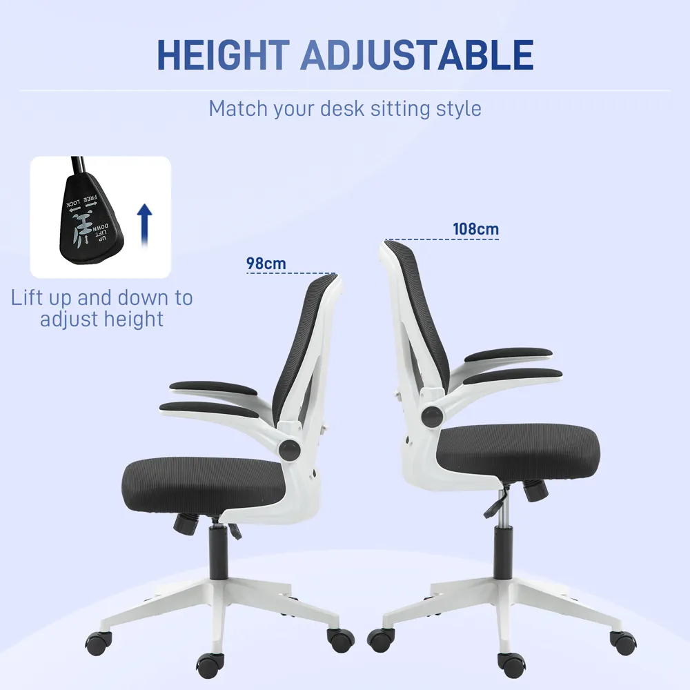 Mesh Office Chair with Swivel Wheels - White
