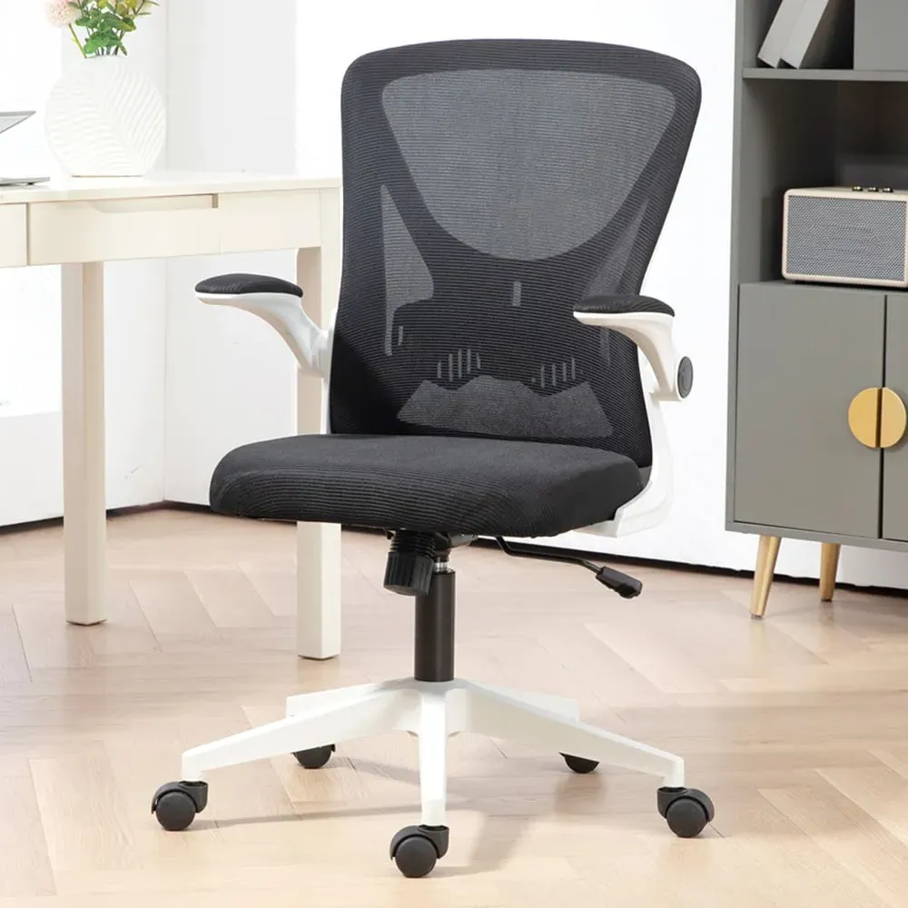 Mesh Office Chair with Swivel Wheels - White