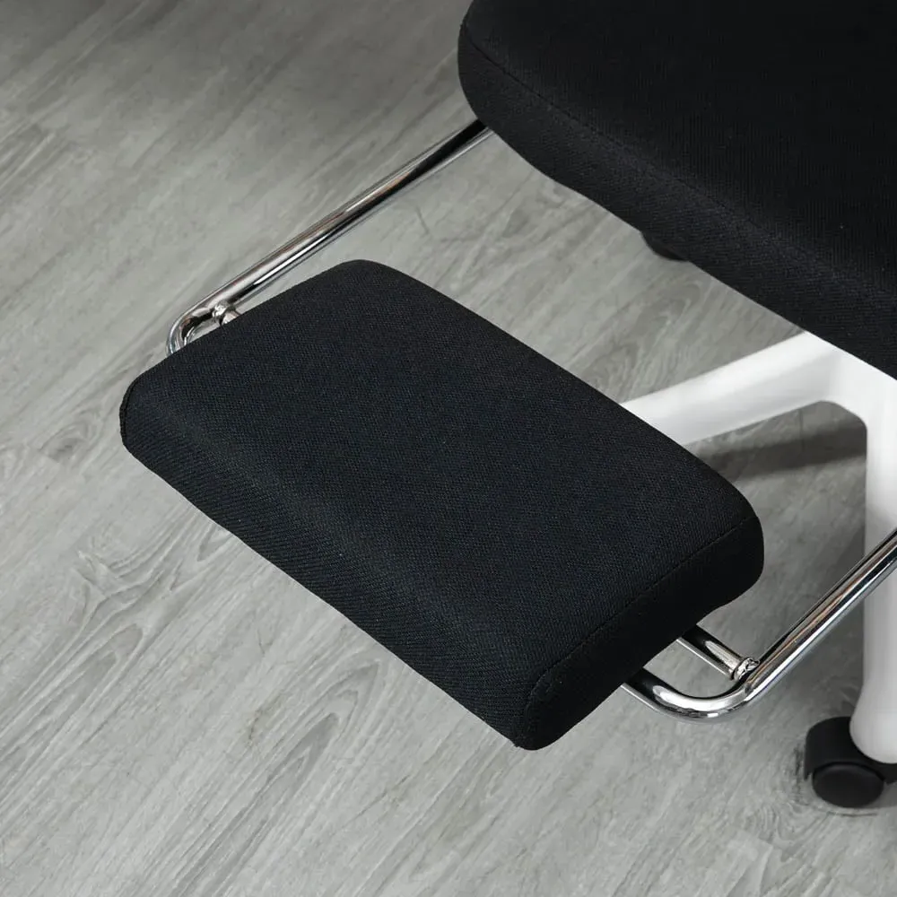 Mesh Recliner Swivel Desk Chair with Footrest - Black