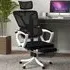 Mesh Recliner Swivel Desk Chair with Footrest - Black