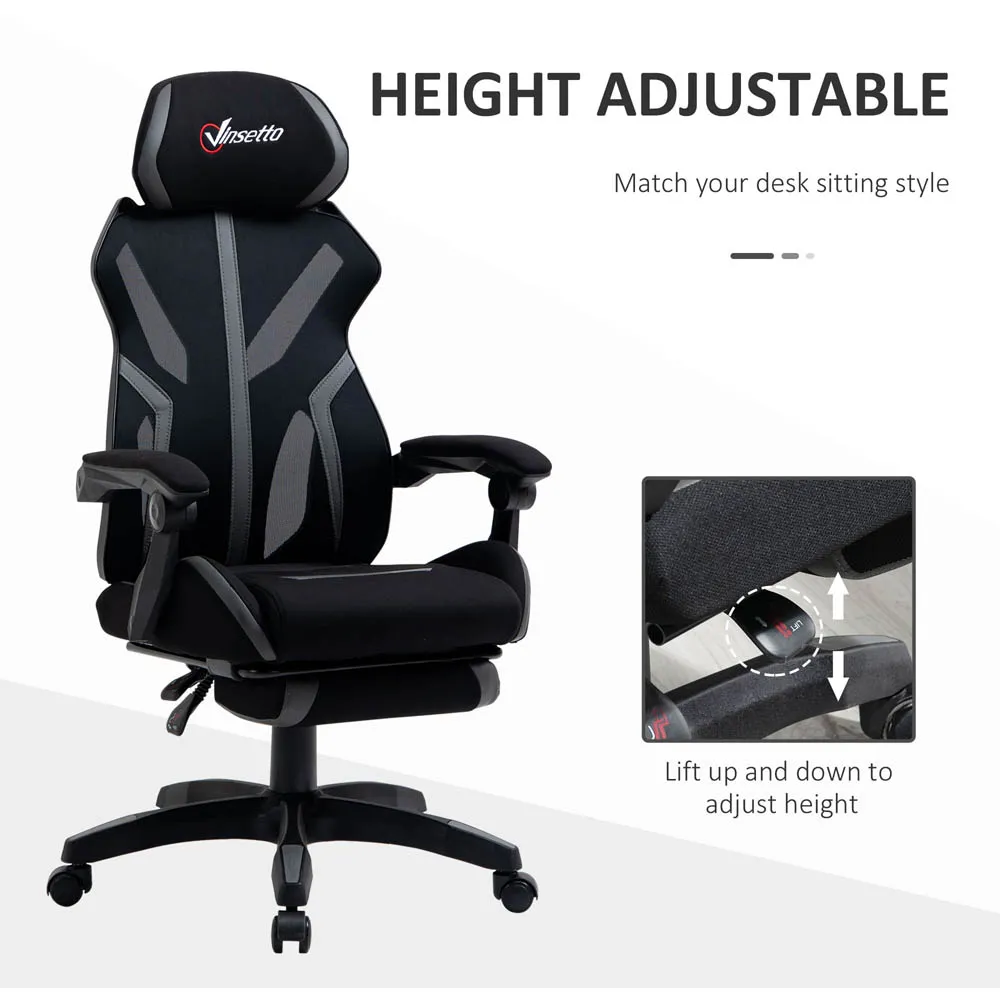 Mesh Swivel Office Chair with Footrest - Black