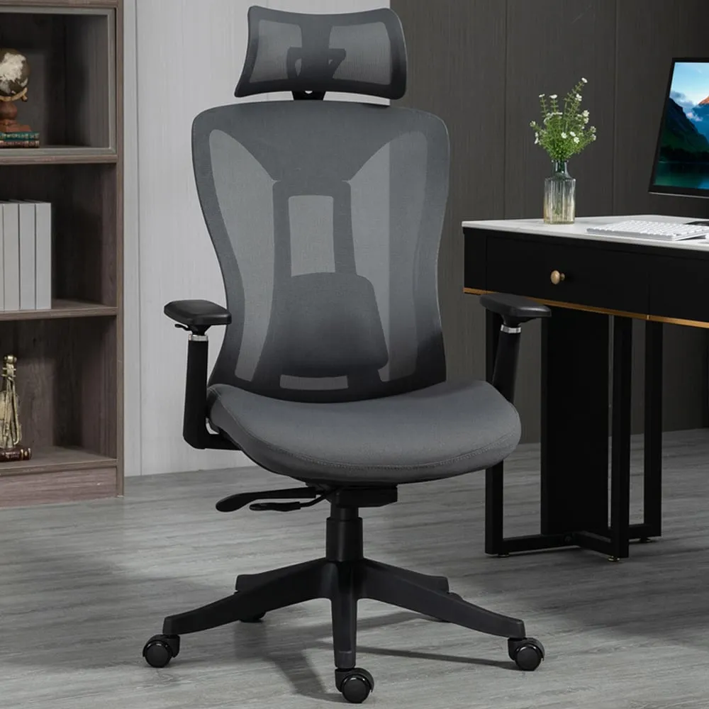 Mesh Swivel Reclining Office Chair - Grey