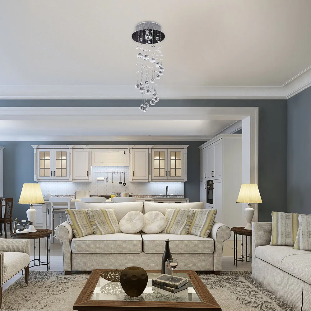 Metal Crystal Ceiling Light - Silver