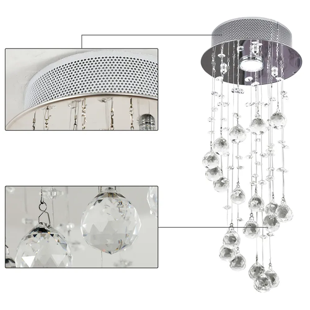 Metal Crystal Ceiling Light - Silver
