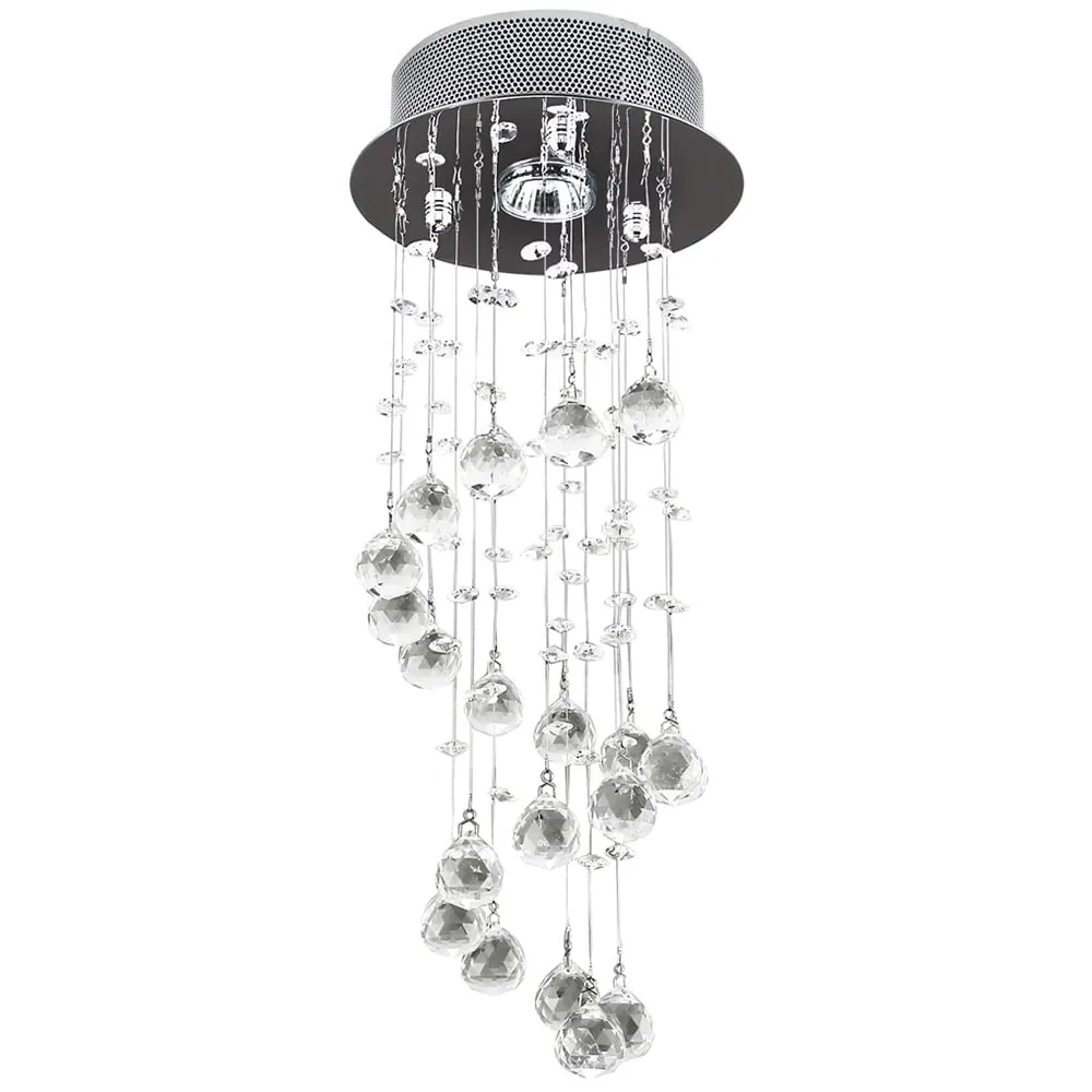Metal Crystal Ceiling Light - Silver image
