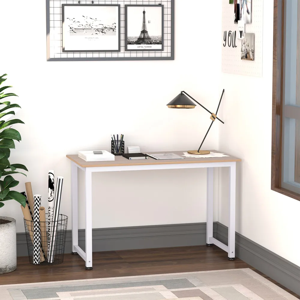 Metal Frame Office Desk - White