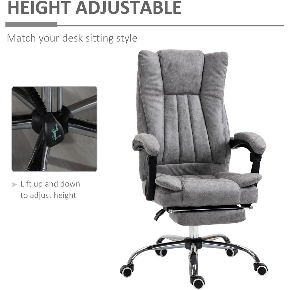 Microfibre Swivel Office Chair with Footrest - Grey