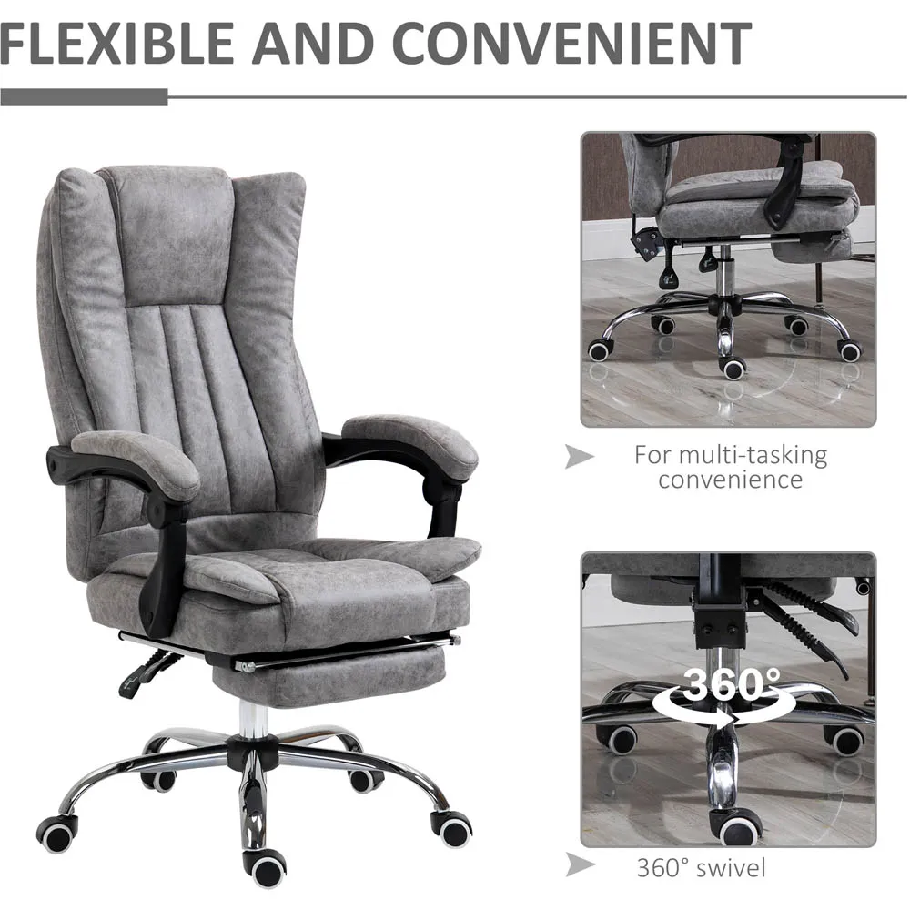 Microfibre Swivel Office Chair with Footrest - Grey