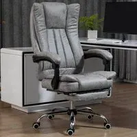Microfibre Swivel Office Chair with Footrest - Grey