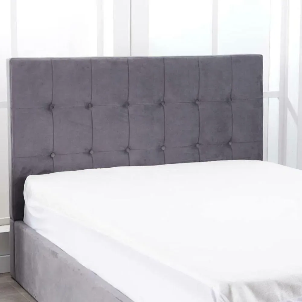 Milano Double Ottoman Bed with Storage - Grey, Velvet